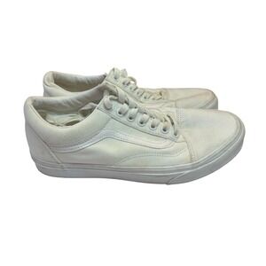 Vans Old Skool Canvas White Casual Low Top Skate Shoes Sneakers Men 9 Women 10.5